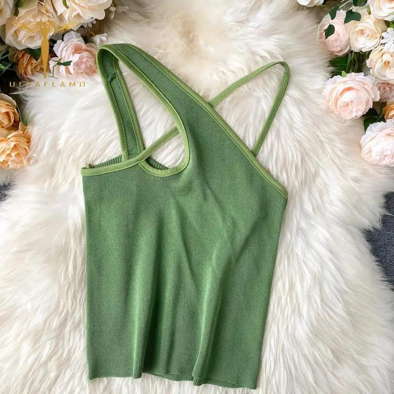 Top fashion cute women summer  cross sleeveless crop top cute fashion styles classy top