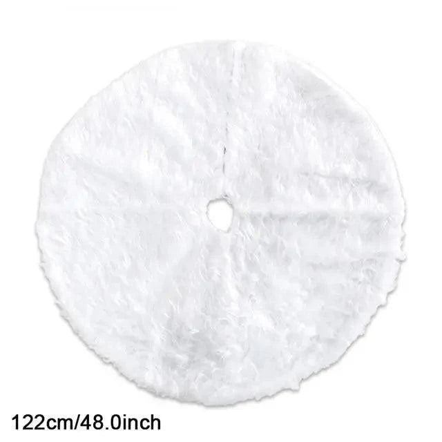 White Christmas Tree Skirt Plush Faux Fur Xmas Tree Carpet Merry Christmas Tree Decorations Ornament New Year Home Decor