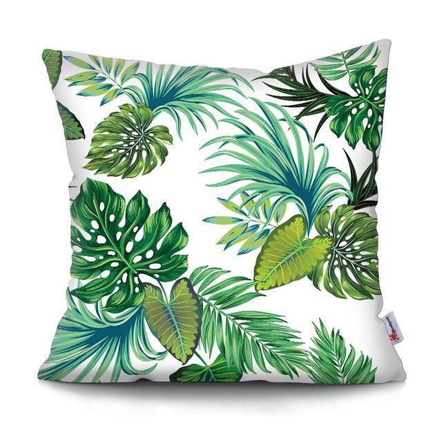 Tropical Plants Palm Leaf Pillow Cover Green Leaves Cushion Covers Flower Decorative Pillow Sofa Decorative Throw Pillow Covers Tropical Green Leaves Floor Pillow Cover for Couch Cushion Cover Plant Monstera Leaf 45x45cm