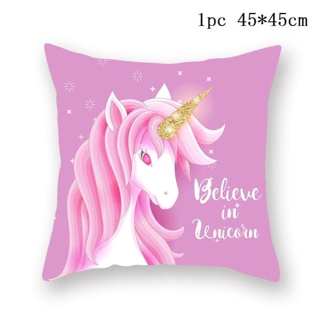 Unicorn Cushion Cover Decor Sofa Cushion Case Bed Pillow Cover Home Party Decoration Unicorn Birthday Decor Pillow Covers Cute Girls Pillow Beautiful Pink Girl Pillow Case