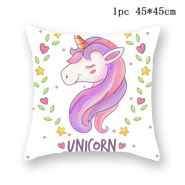 Unicorn Cushion Cover Decor Sofa Cushion Case Bed Pillow Cover Home Party Decoration Unicorn Birthday Decor Pillow Covers Cute Girls Pillow Beautiful Pink Girl Pillow Case
