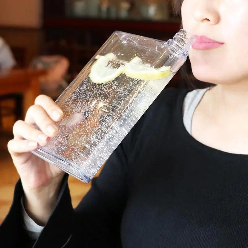 Unique Design Portable Book Paper Cup Botlte Flat Water Bottle Clear Paper Pad Water Bottle Flat Drinks Kettle Notebook Drink Bottle for Water