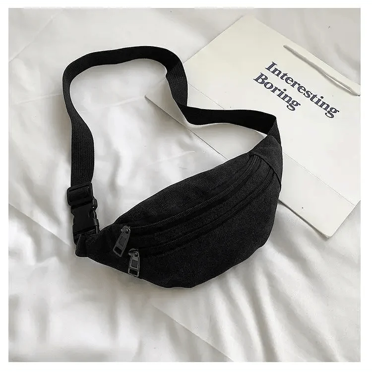 Unisex Casual Canvas Waist Bag Functional Comfortable Waist Bag Classic Waterproof Cross Body Traveling Bag