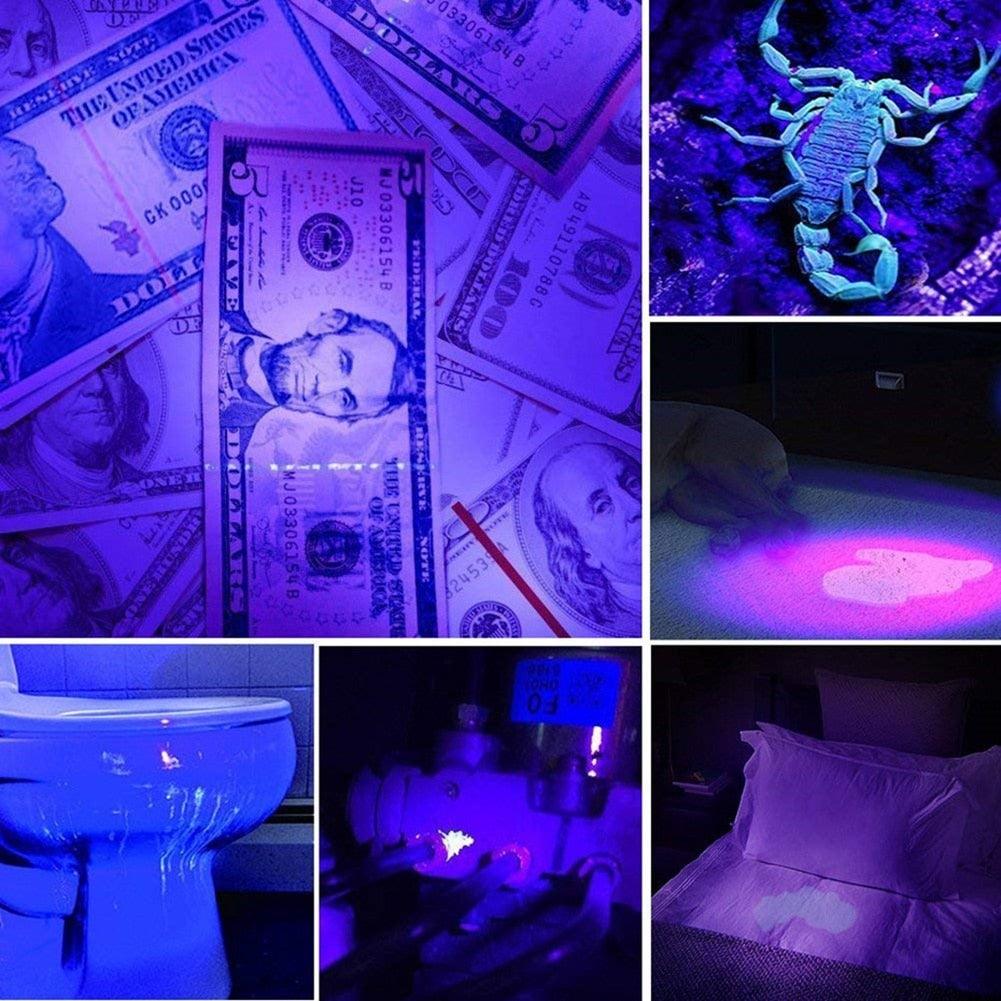 UV 365nm light wood's lamp Rechargeable Portable Mini Handheld Fluorescent Agent  Purple Light USB Ultraviolet Flashlight Detection Flashlight For Dog Urine Pet Stains 370nm