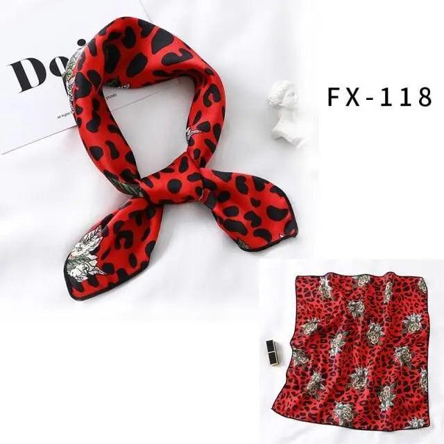 Versatile Square Silk Scarf For Women Fashionable Printed Small Neck Scarfs Office Lady Hair Band Foulard Hand For Female Bandana Shawl