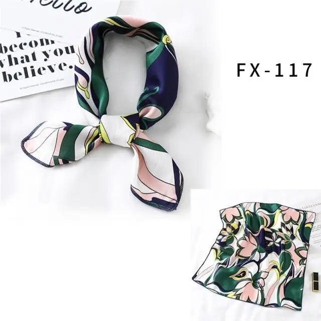 Versatile Square Silk Scarf For Women Fashionable Printed Small Neck Scarfs Office Lady Hair Band Foulard Hand For Female Bandana Shawl