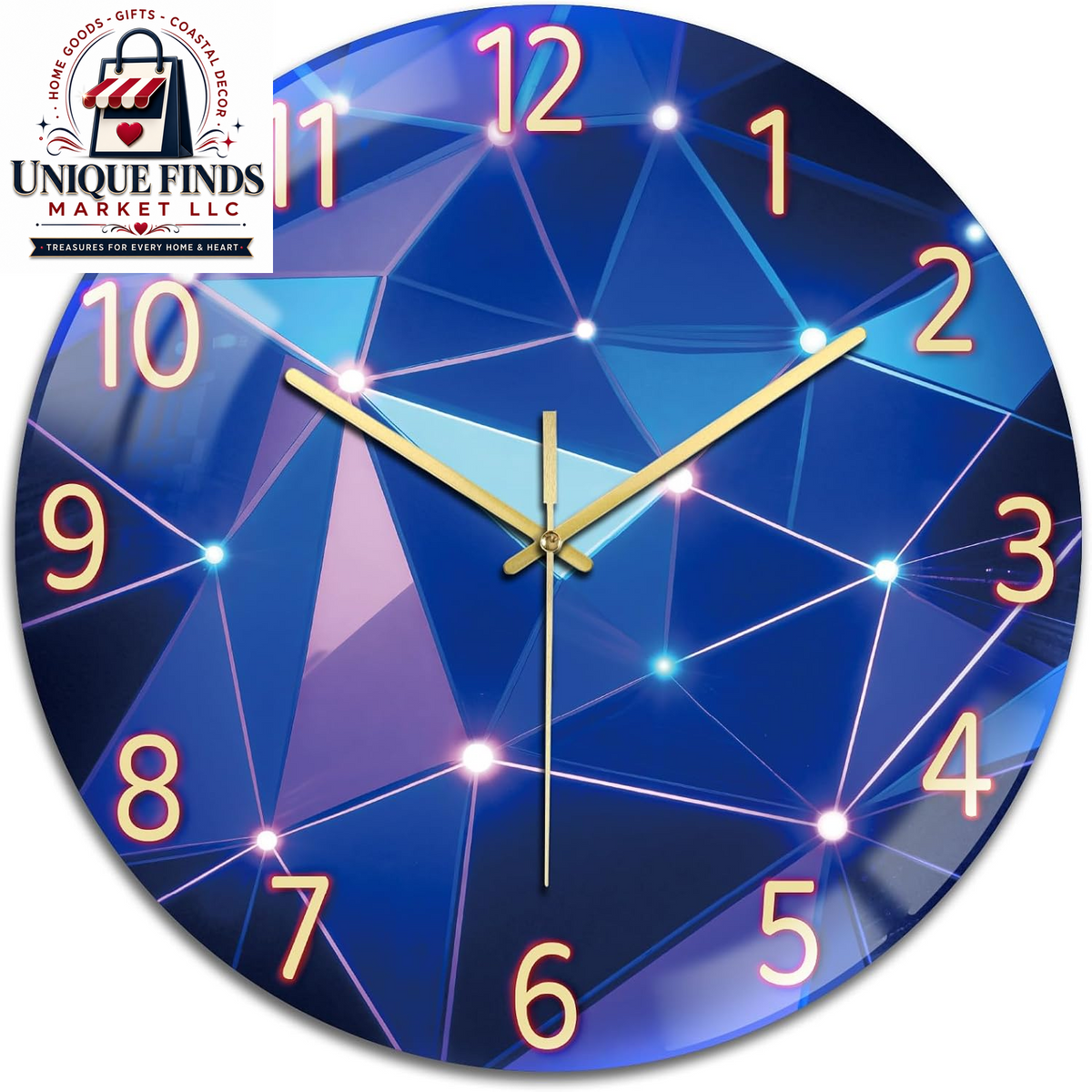 Peacoblue 12" Round Battery-Operated Marble Pattern Wall Clock