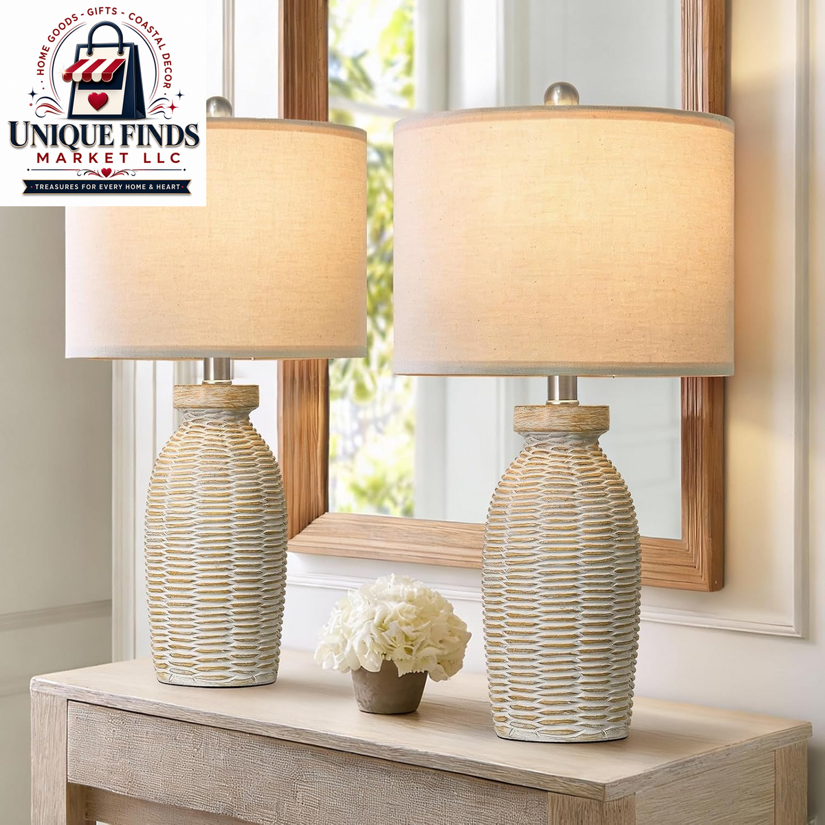 G-SAFAVA Set of 2 Table Lamps for Living Room and Bedroom, 22.75" Bedside Lighting
