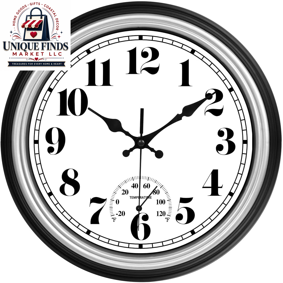 JENLYSTIME 12-Inch Blue Retro Wall Clock