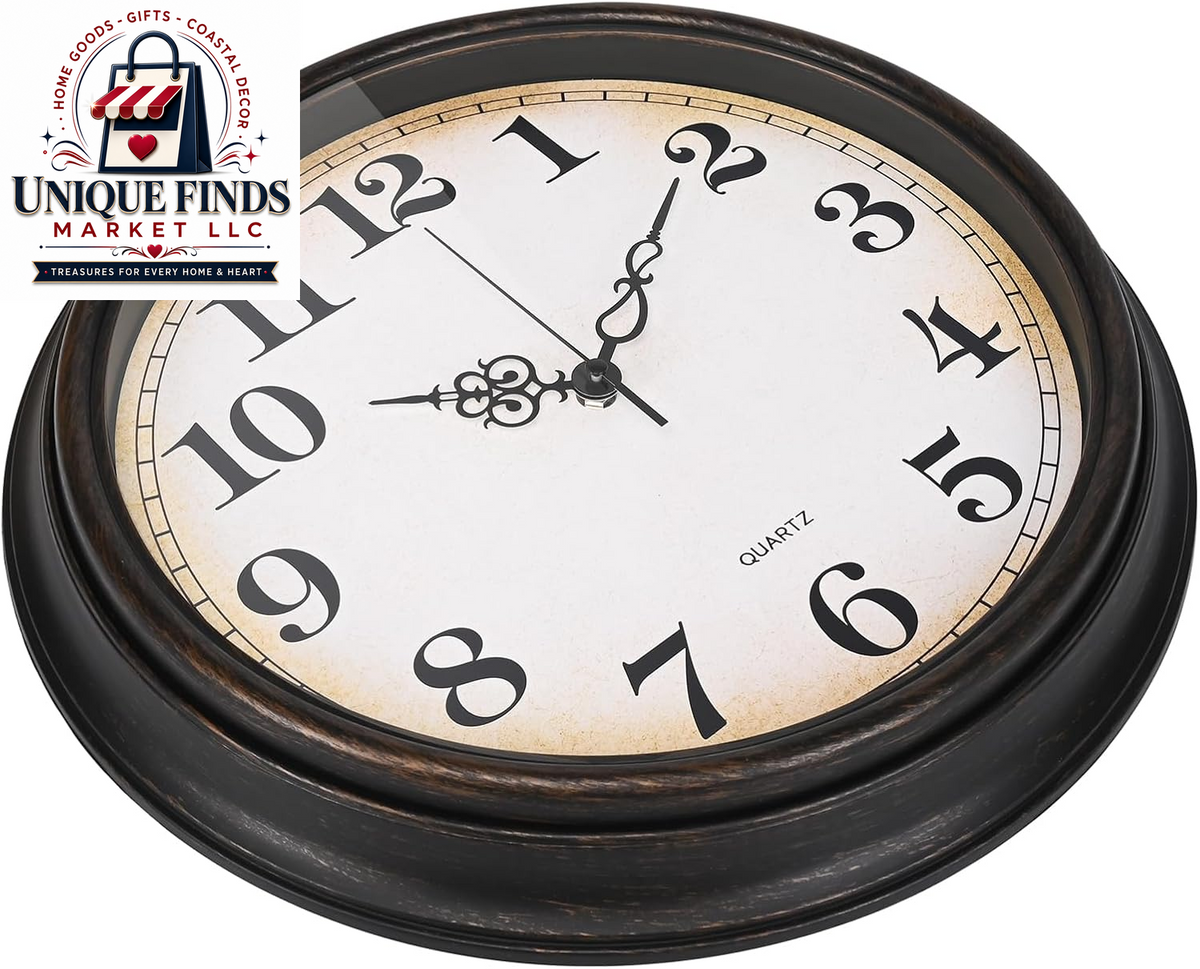 Yoiolclc 16-Inch Silent Non-Ticking Vintage Wall Clock - Battery Operated for Living Room, Office, and School (Bronze Finish)