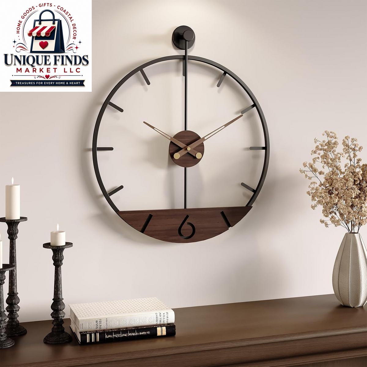 Cuspin 24-Inch Gold Metal Wall Clock for Elegant Living Room Decor