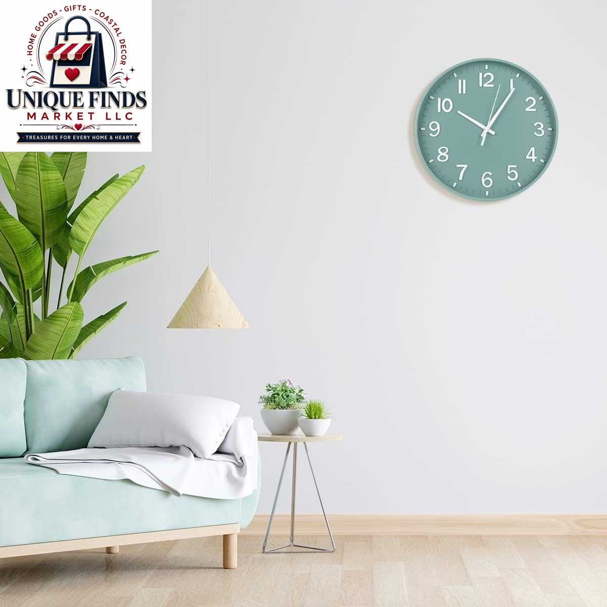 HZDHCLH 12-Inch Silent Battery-Operated Wall Clock in Green