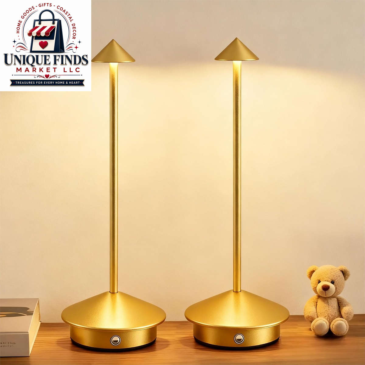2-Pack Rechargeable Aluminum Cordless Table Lamps with 6000mAh Battery, Waterproof and Dimmable LED Touch Lamps for Outdoor and Restaurant Use
