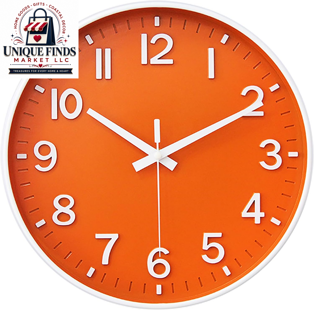 HZDHCLH 12-Inch Navy Modern Wall Clock - Battery Operated, Silent, Non-Ticking