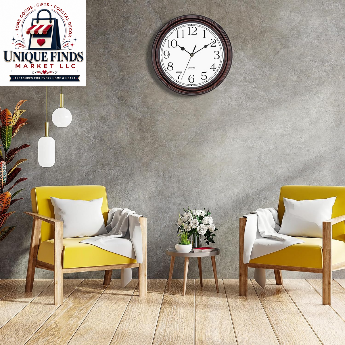 Foxtop 12-Inch Retro Silent Wall Clock - Battery Operated Bronze Finish