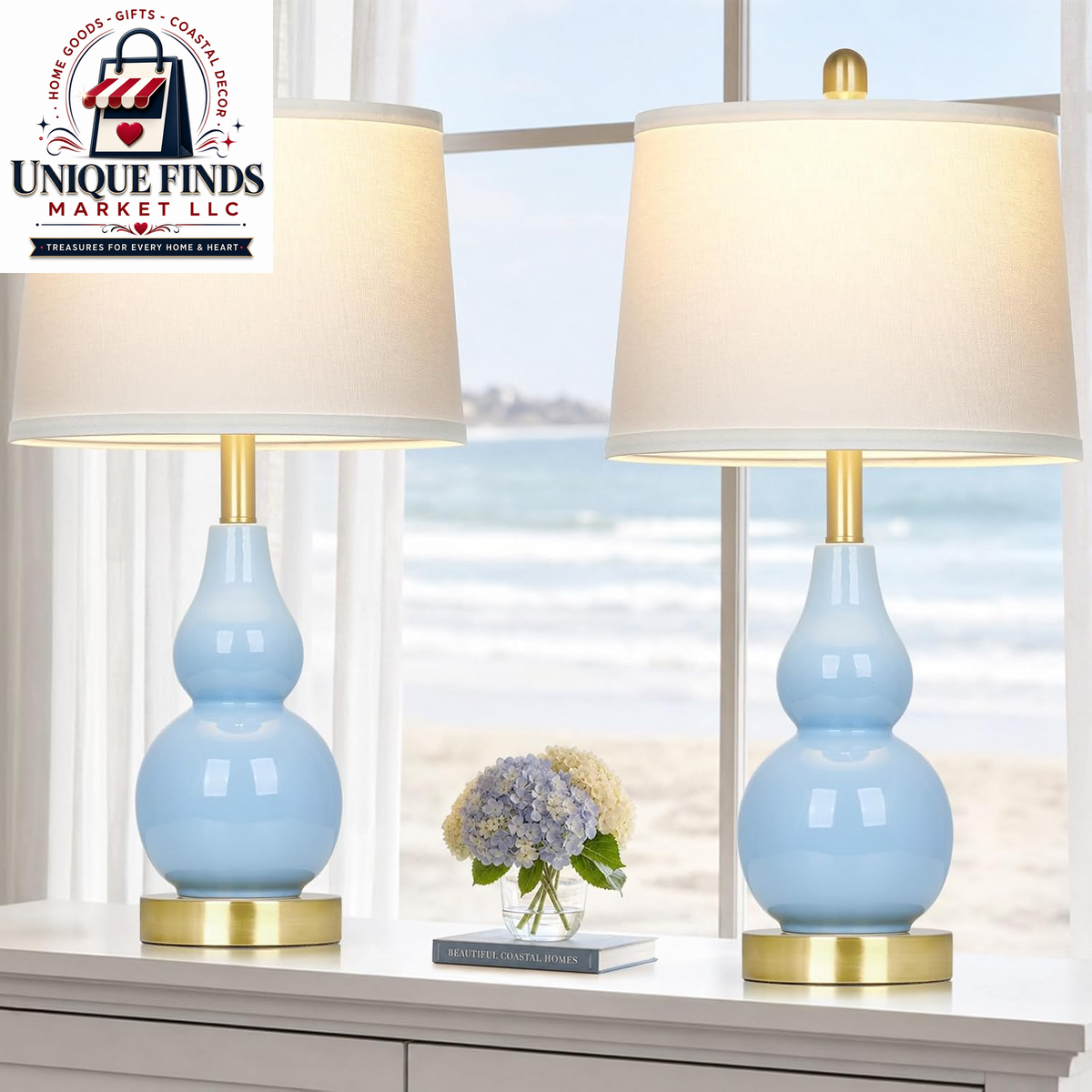 Rinweey Set of 2 Double Gourd Ceramic Table Lamps, Modern Red Bedside Lighting for Bedroom and Living Room (Bulb Included)