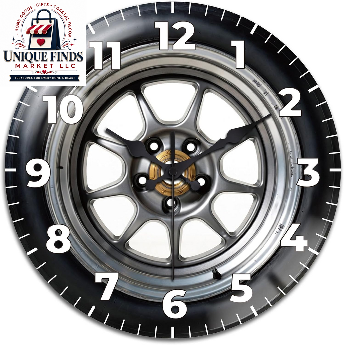 Peacoblue 12" Round Battery-Operated Marble Pattern Wall Clock