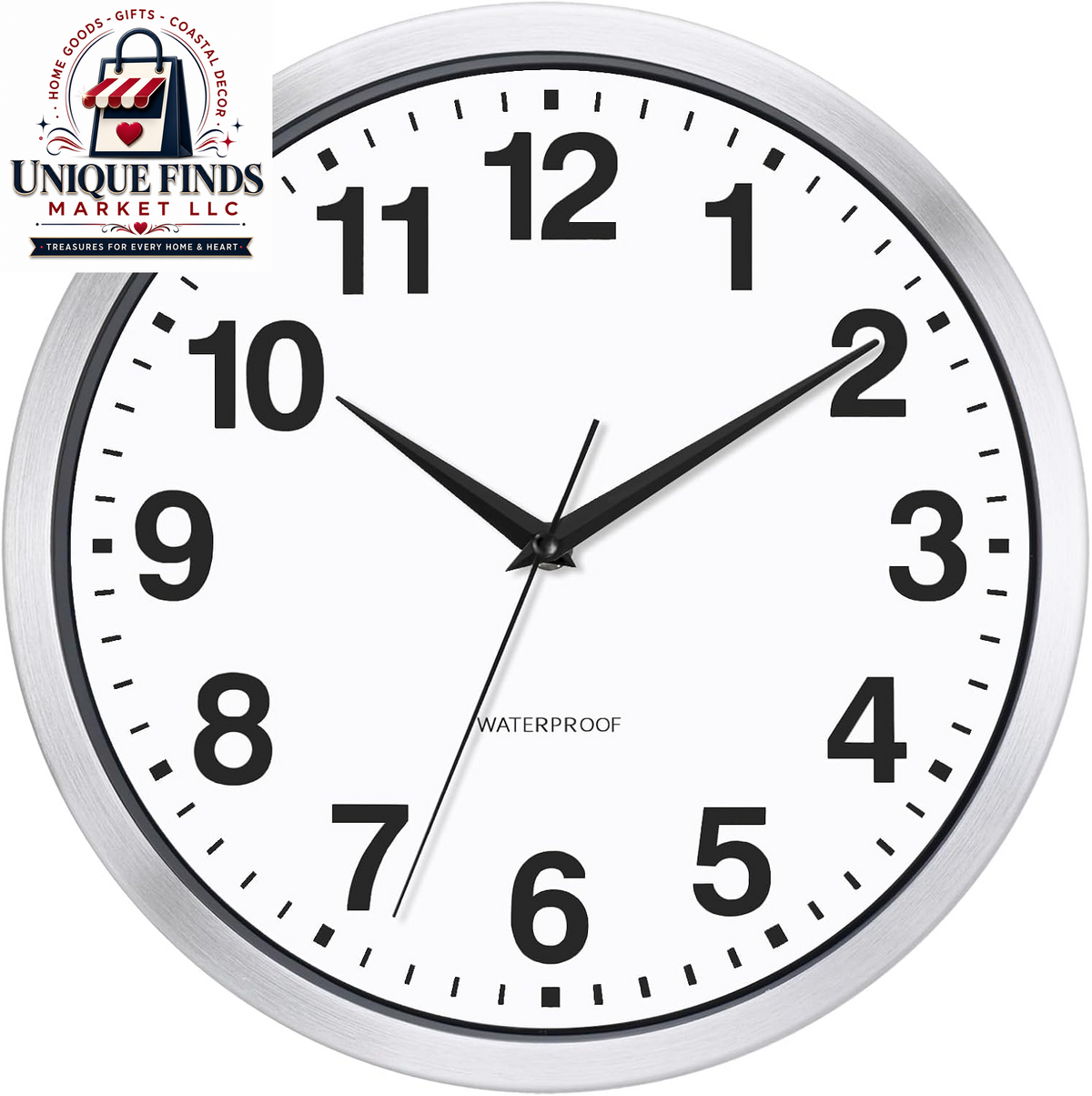 Caysie 12-Inch Waterproof Sealed Indoor/Outdoor Clock in Silver