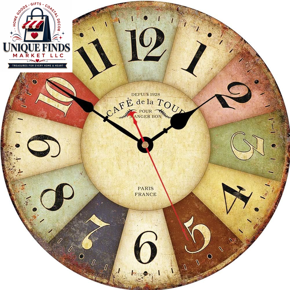 VIKMARI 8 Inch Silent Non-Ticking Wall Clock Arabic Numerals Retro Clocks Wooden