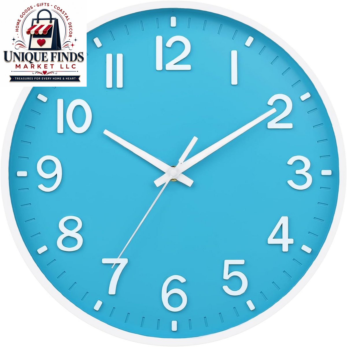 HZDHCLH 12-Inch Navy Modern Wall Clock - Battery Operated, Silent, Non-Ticking