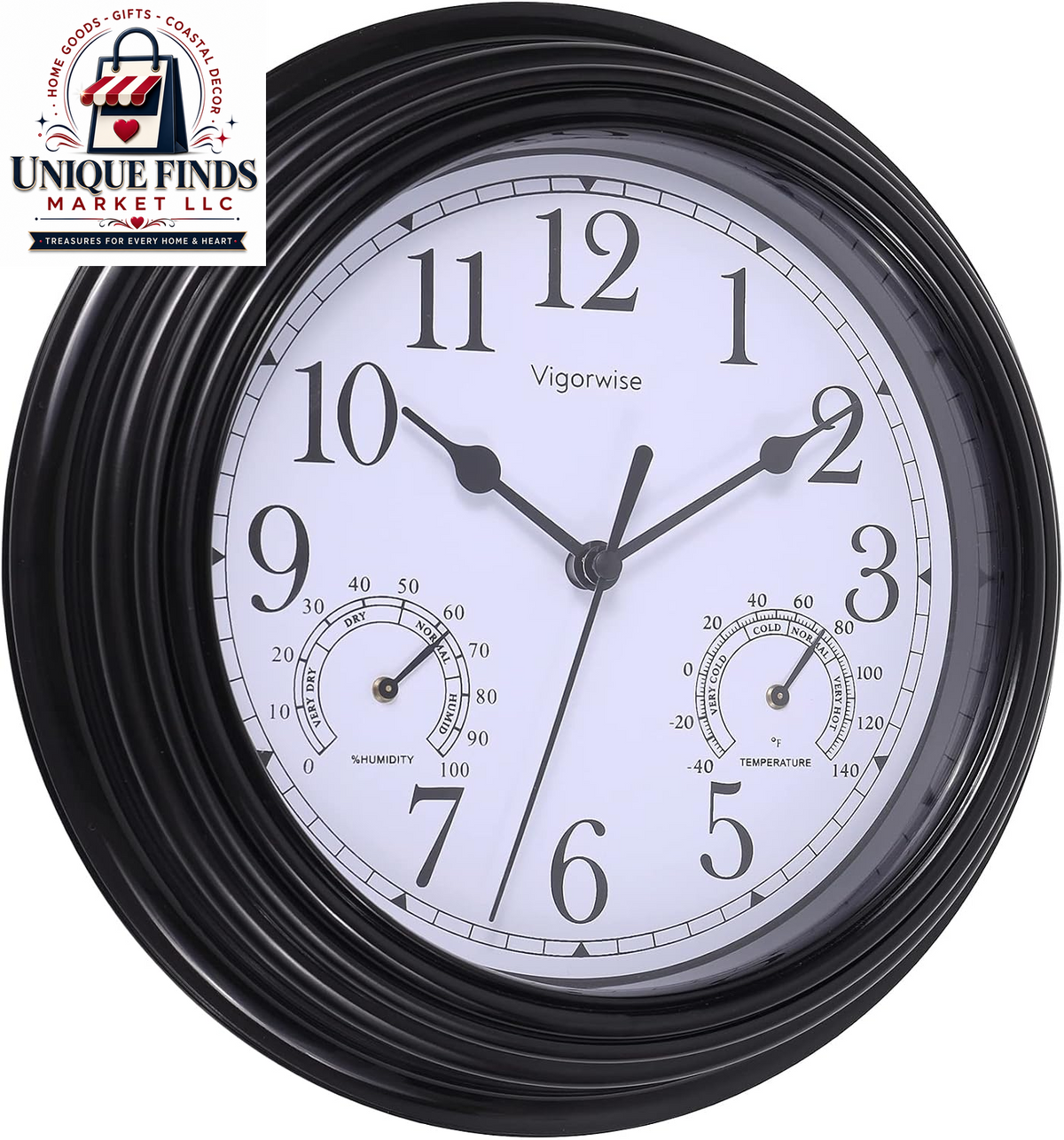 12-Inch Silent White Wall Clock with Integrated Temperature Display