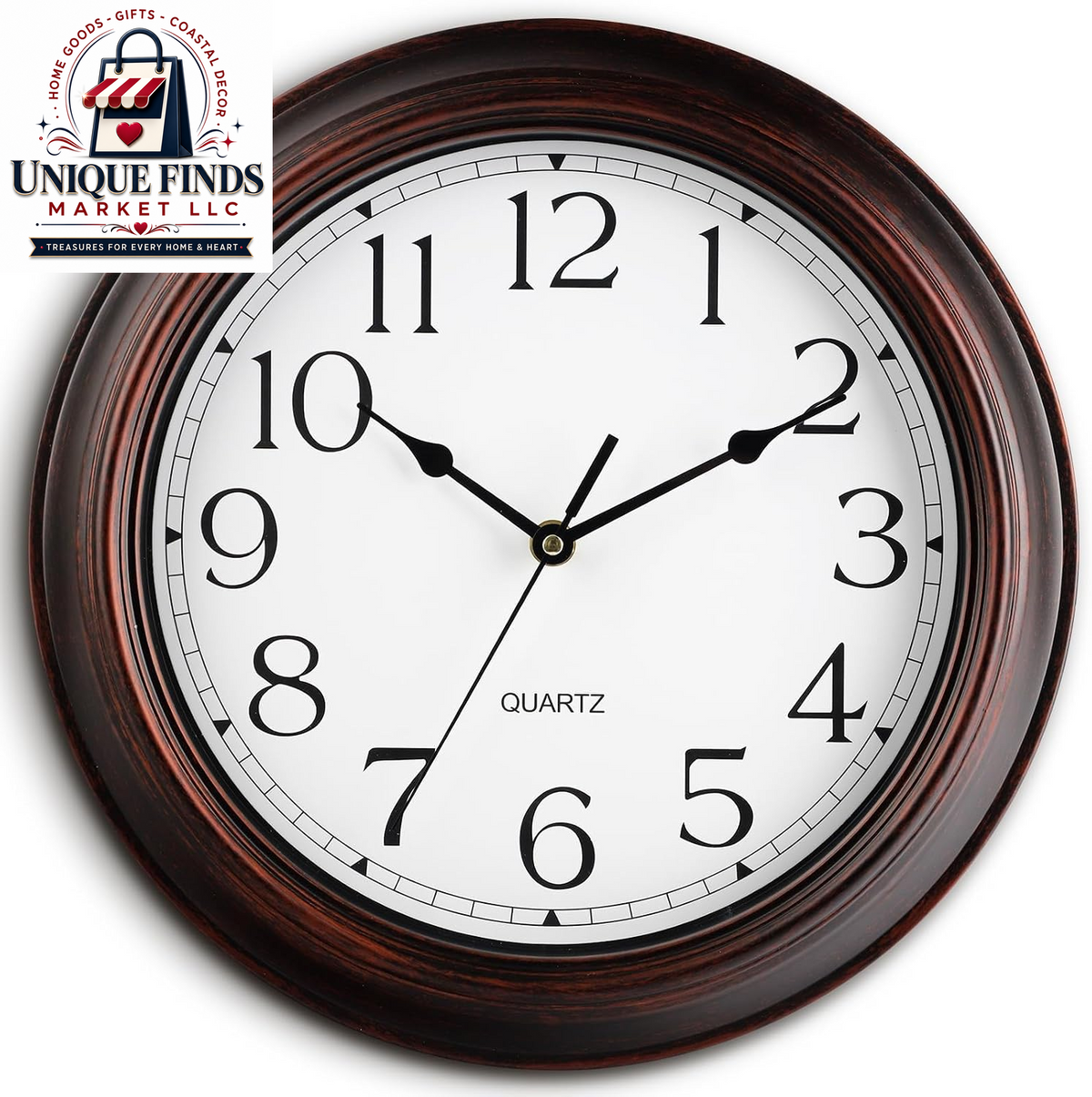 KECYET 12-Inch Battery-Operated Silent Wall Clock for Living Room