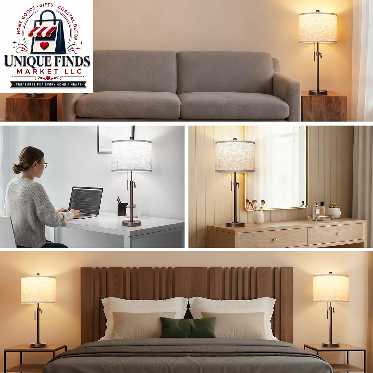 Qingmiao Adjustable Table Lamps Set of 2, 22" to 30" Dimmable Nightstand Lamps for Bedroom and Living Room, Stylish Home Decor and Ideal Housewarming Gifts