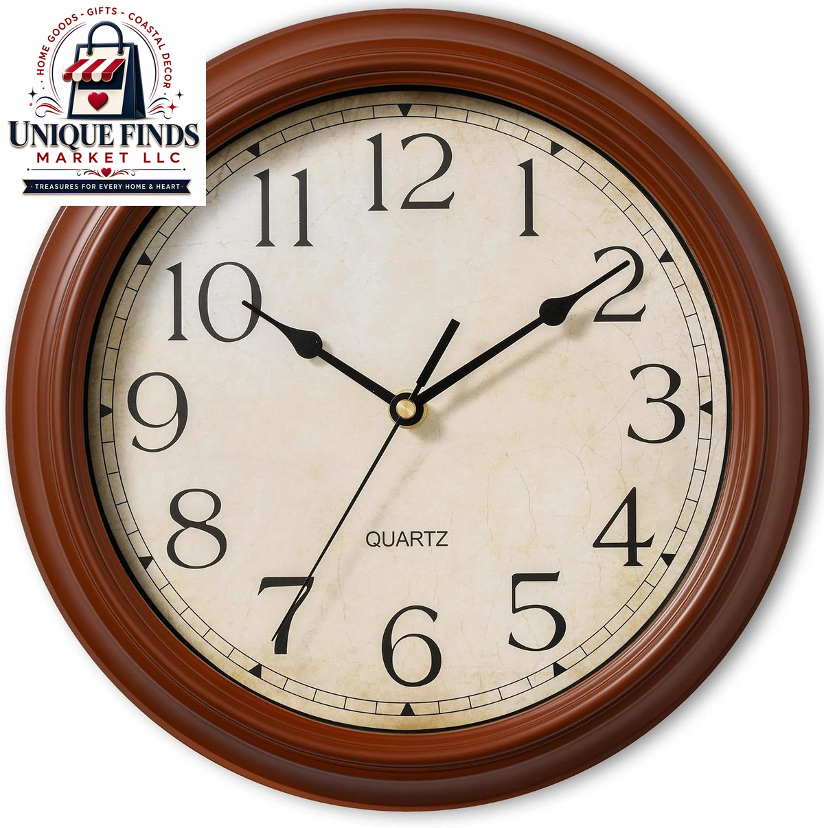 KECYET 12-Inch Battery-Operated Silent Wall Clock for Living Room