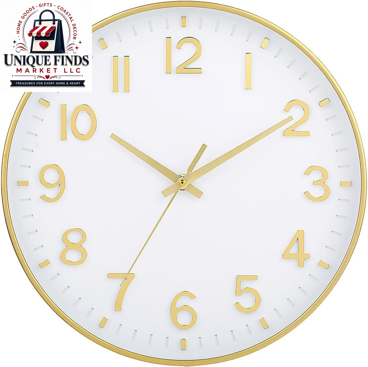 HZDHCLH 12-Inch Navy Modern Wall Clock - Battery Operated, Silent, Non-Ticking