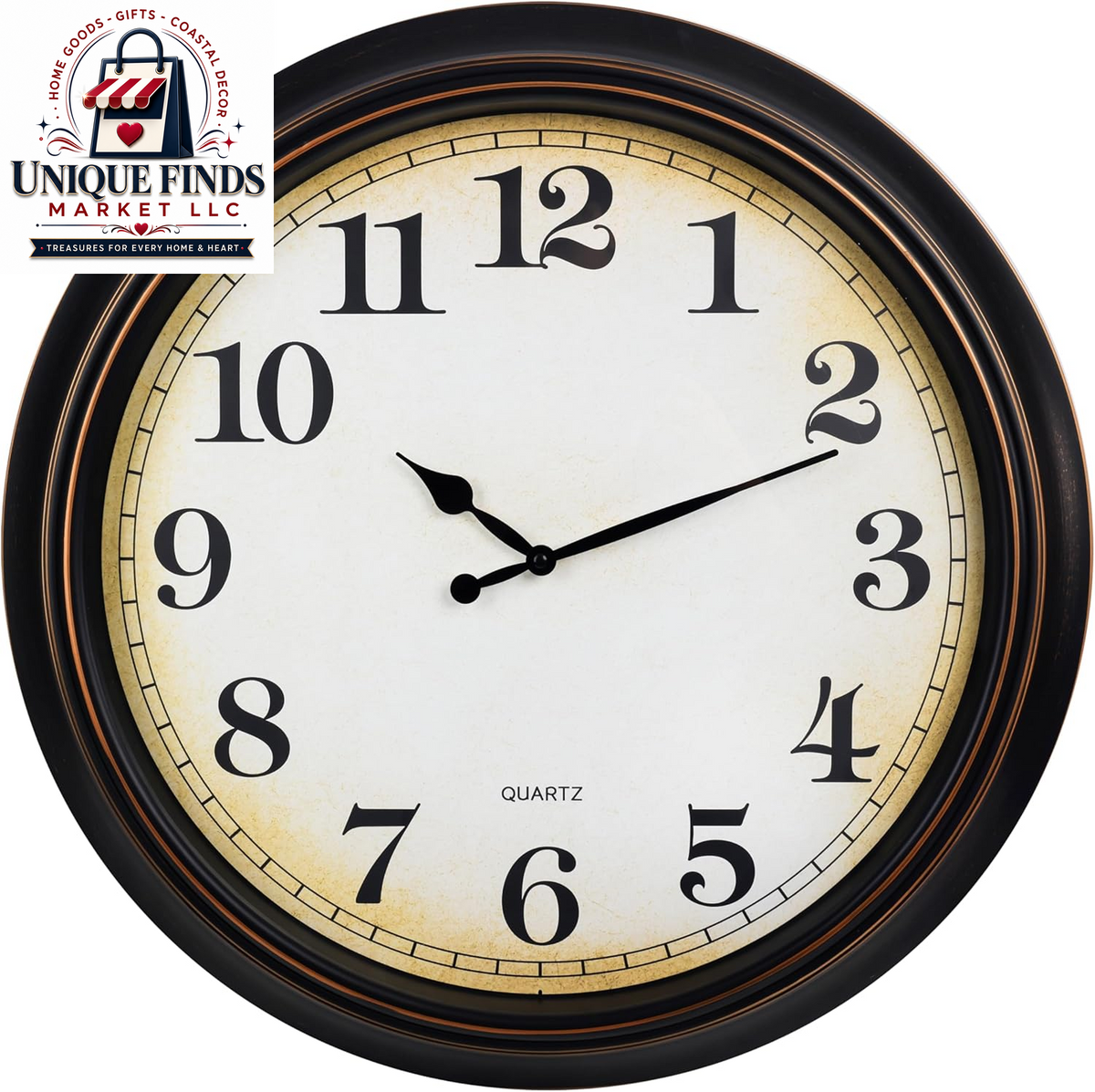 Yoiolclc 16-Inch Silent Non-Ticking Vintage Wall Clock - Battery Operated for Living Room, Office, and School (Bronze Finish)