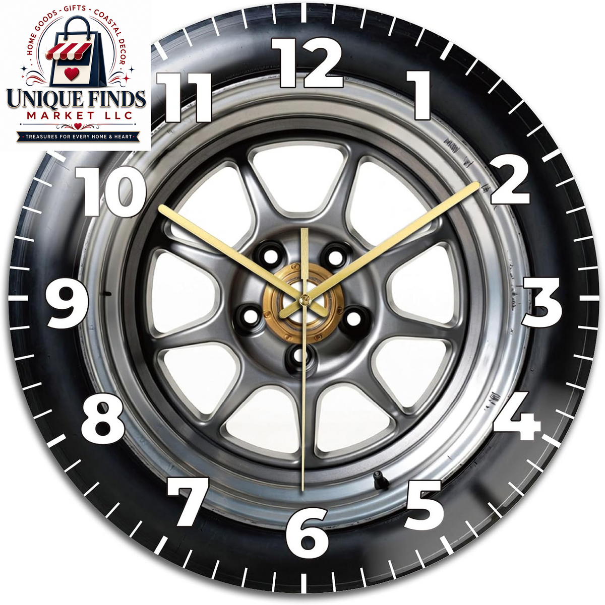 Peacoblue 12" Round Battery-Operated Marble Pattern Wall Clock