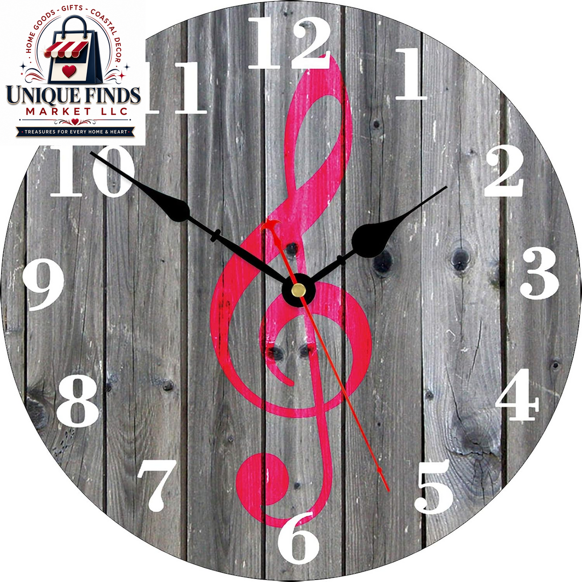 TAHEAT 14-Inch Nautical-Inspired White Anchor Pattern Wall Clock, Silent Non-Ticking Mechanism, Retro Wooden Design with Arabic Numerals, Easy-to-Read for Kitchen, Living Room, and Bedroom