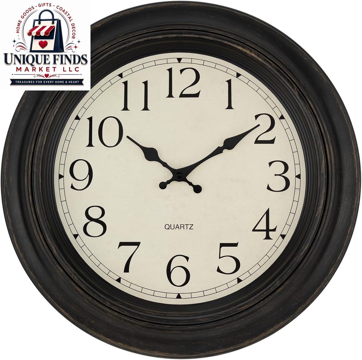 Foxtop 12-Inch Retro Silent Wall Clock - Battery Operated Bronze Finish