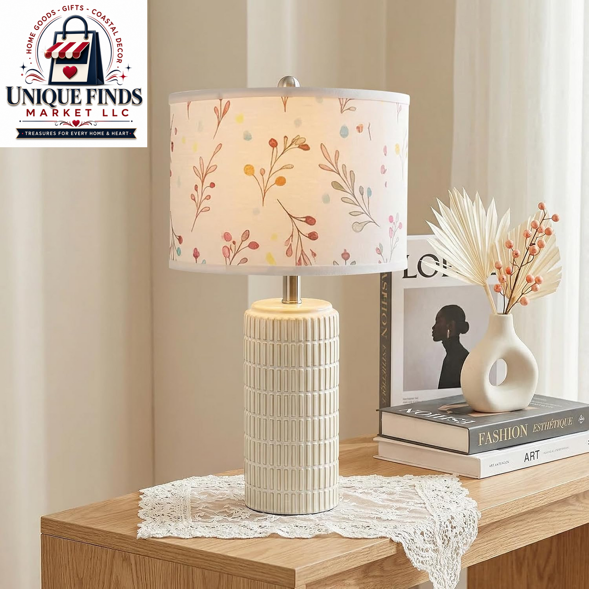 Pokat 23" Blue Ceramic Table Lamps - Set of 2, Traditional Farmhouse Bedside and Living Room Nightstand Lamps