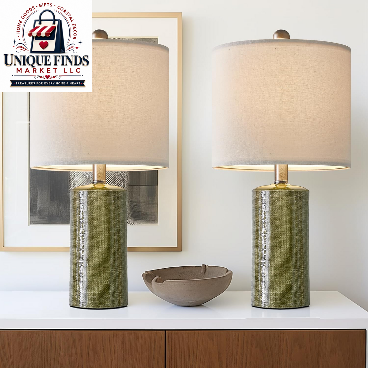 20.25" Small Table Lamps Set of 2 Modern Ceramic Lamps for Living Room