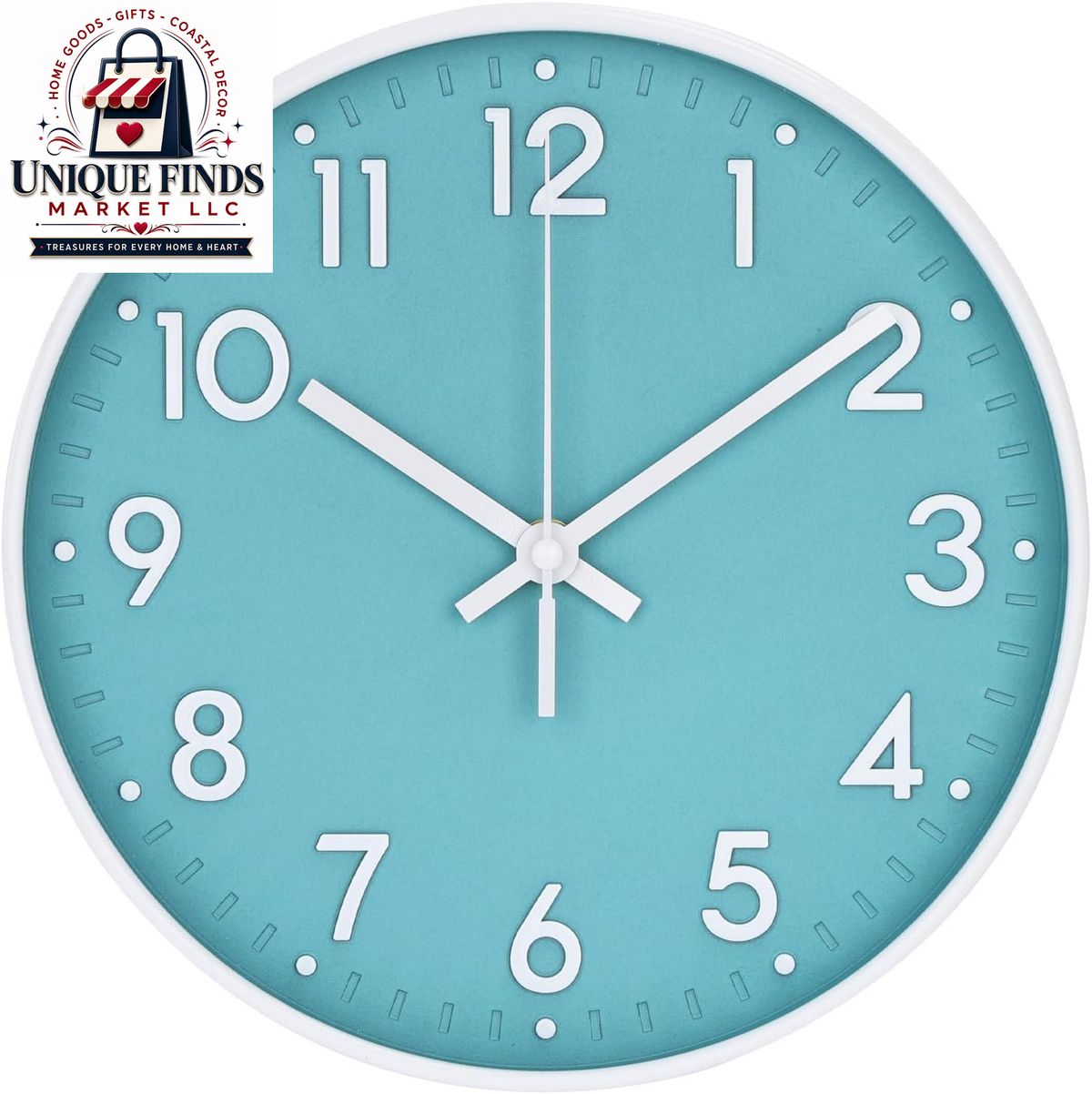 12-Inch Blue Modern Quartz Wall Clock - Silent Non-Ticking Battery Operated Decorative Timepiece for Living Room, Bedroom, Kitchen, and Office - Ideal Gift Option