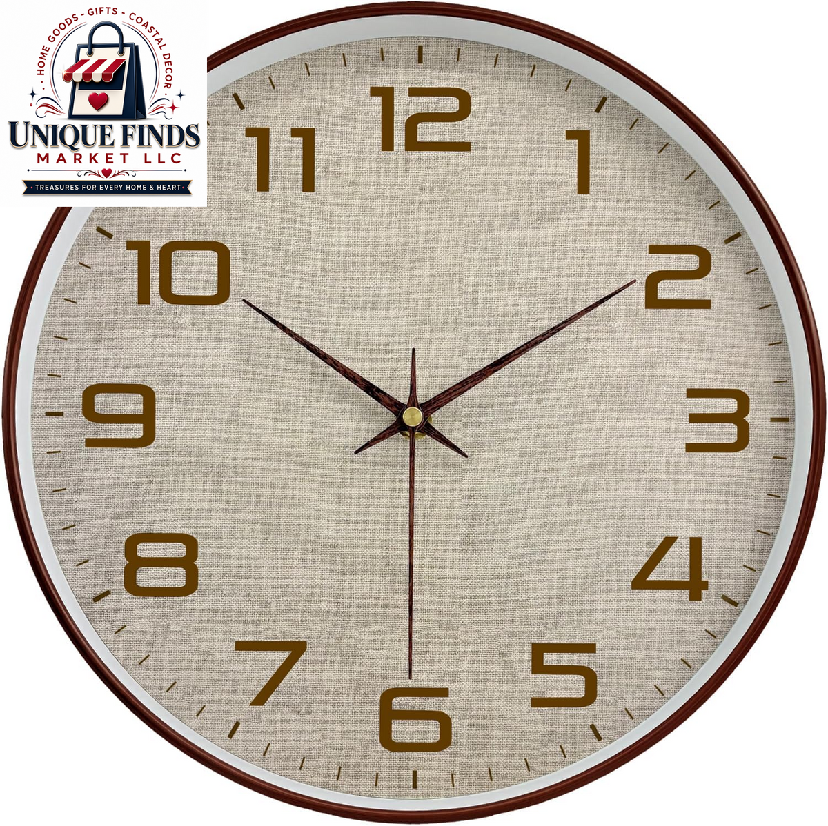 Contemporary 12-Inch Battery-Operated Silent Quartz Wall Clock with Large Easy-to-Read Numbers and Tempered Glass for Home and Office Decor