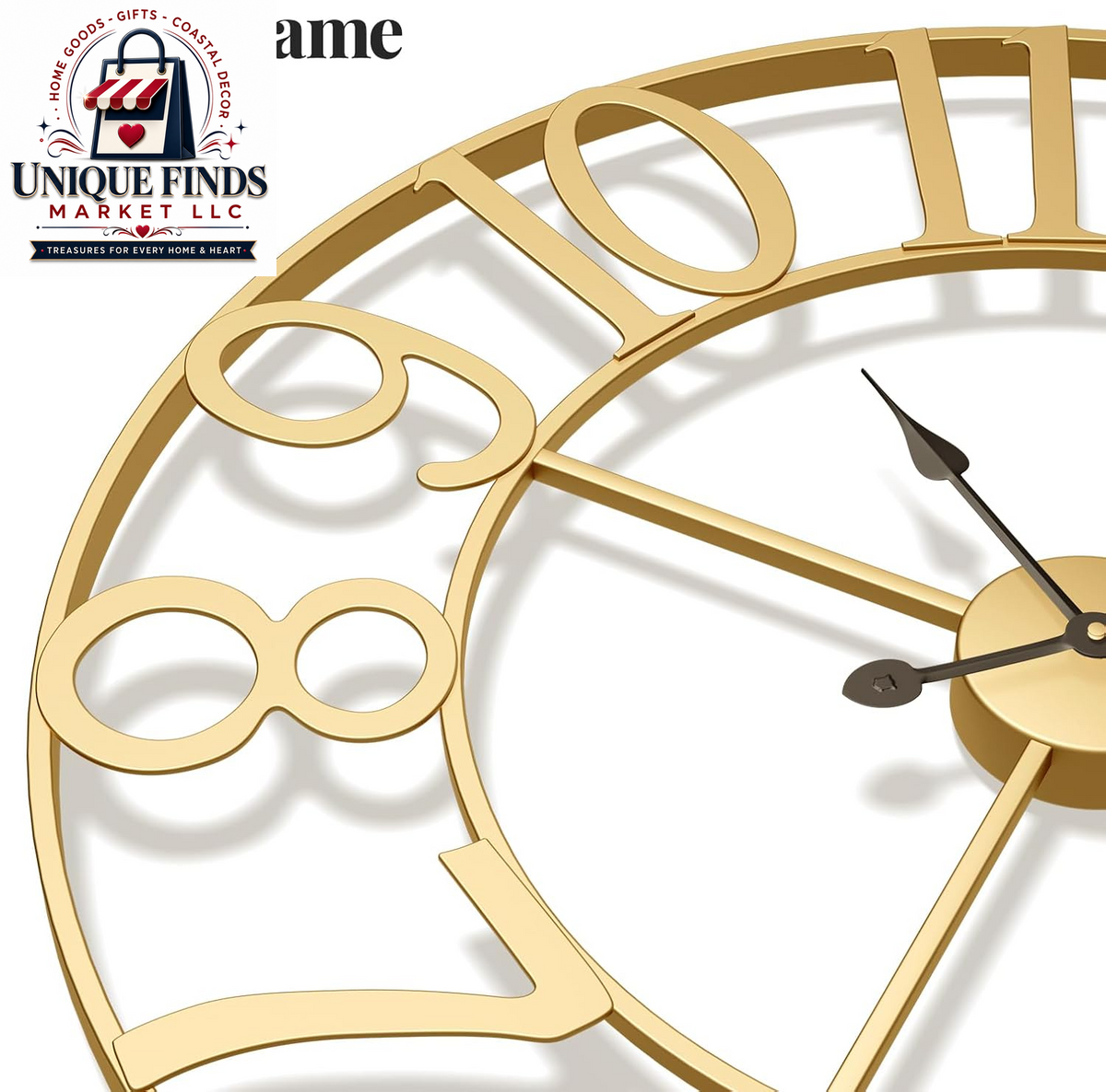 Cuspin 24-Inch Gold Metal Wall Clock for Elegant Living Room Decor
