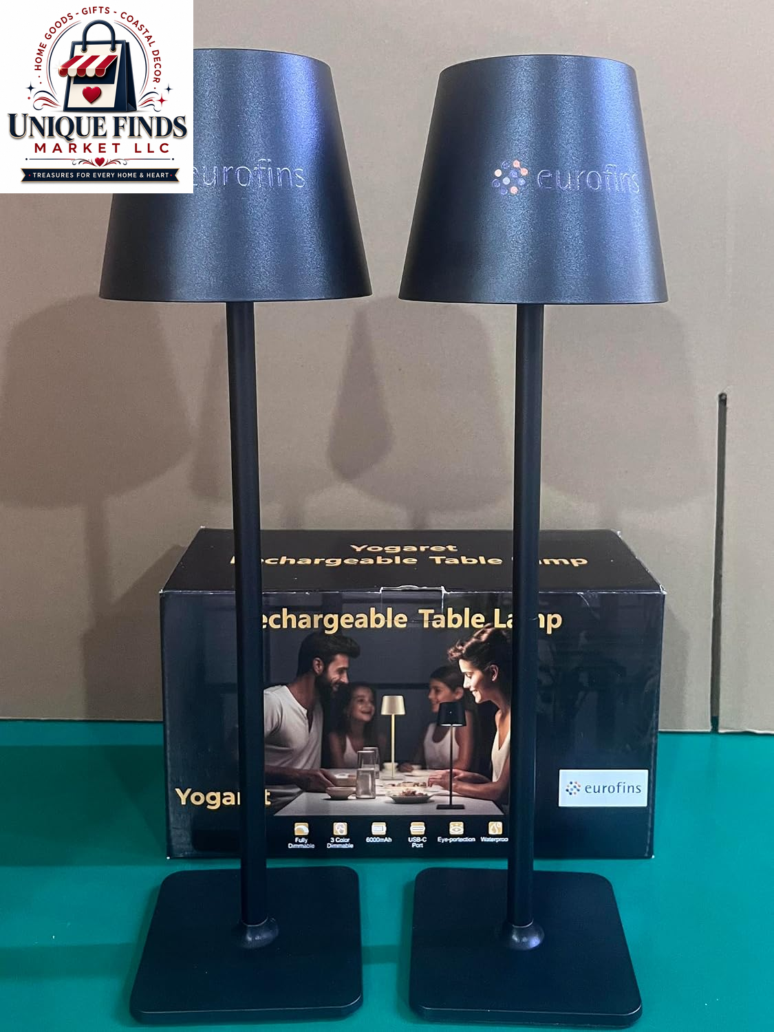 Yogaret Black Cordless Table Lamps with 6000mAh Rechargeable Battery - Set of 2