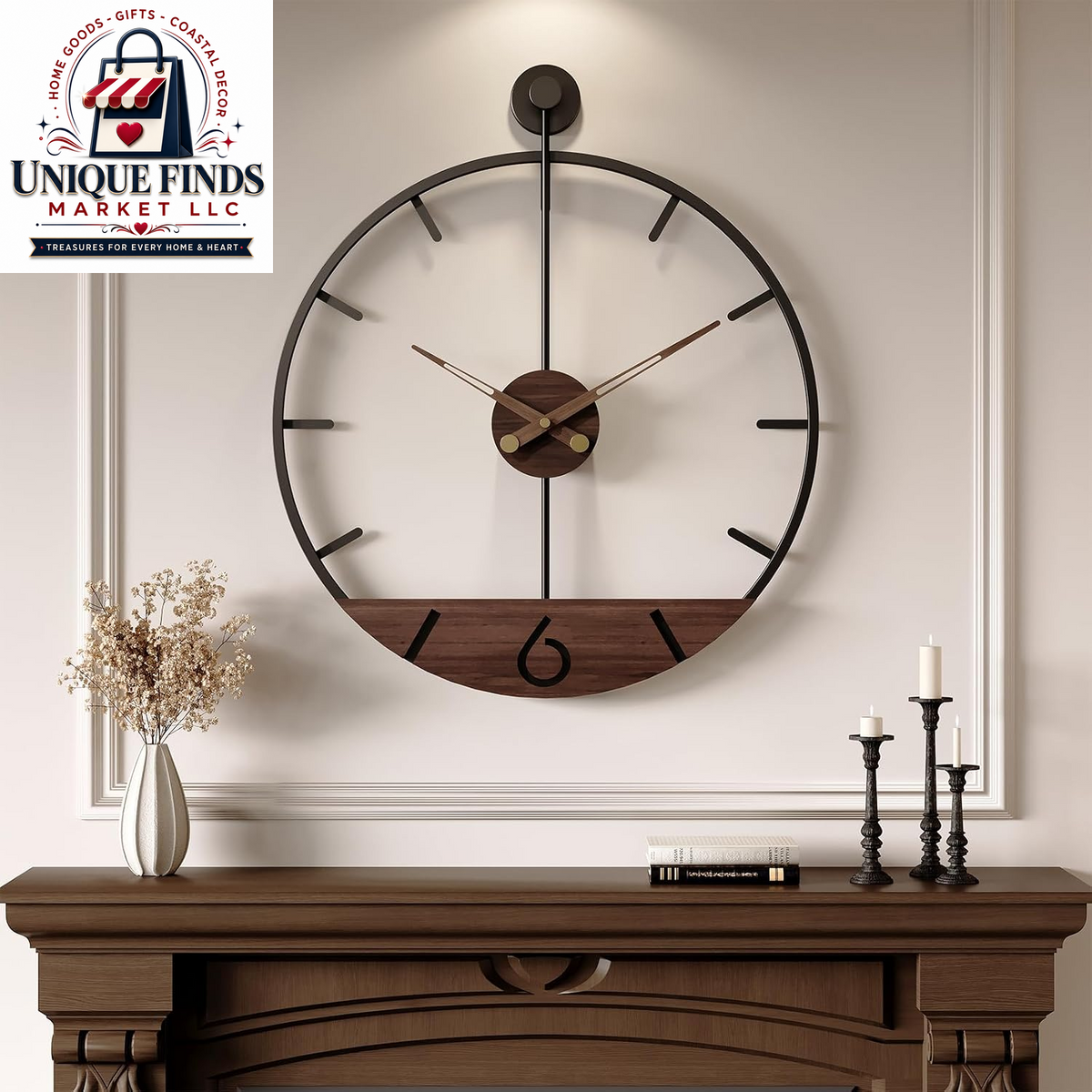 Cuspin 24-Inch Gold Metal Wall Clock for Elegant Living Room Decor