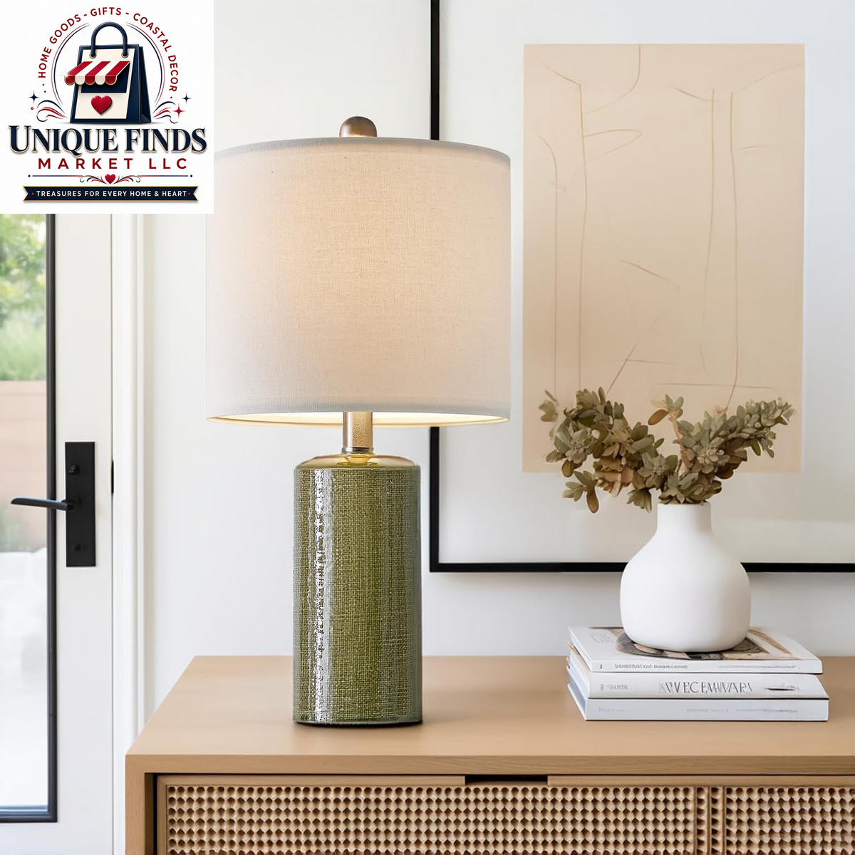 20.25" Small Table Lamps Set of 2 Modern Ceramic Lamps for Living Room