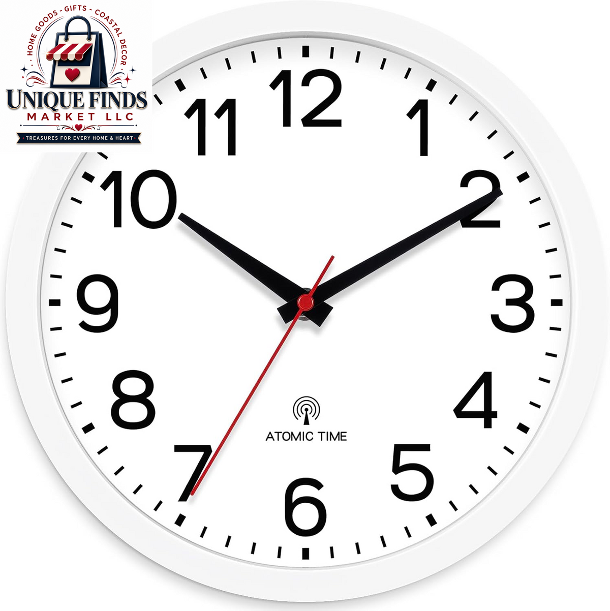 AKCISOT 12-Inch Silent Battery-Operated Analog Wall Clock in Silver