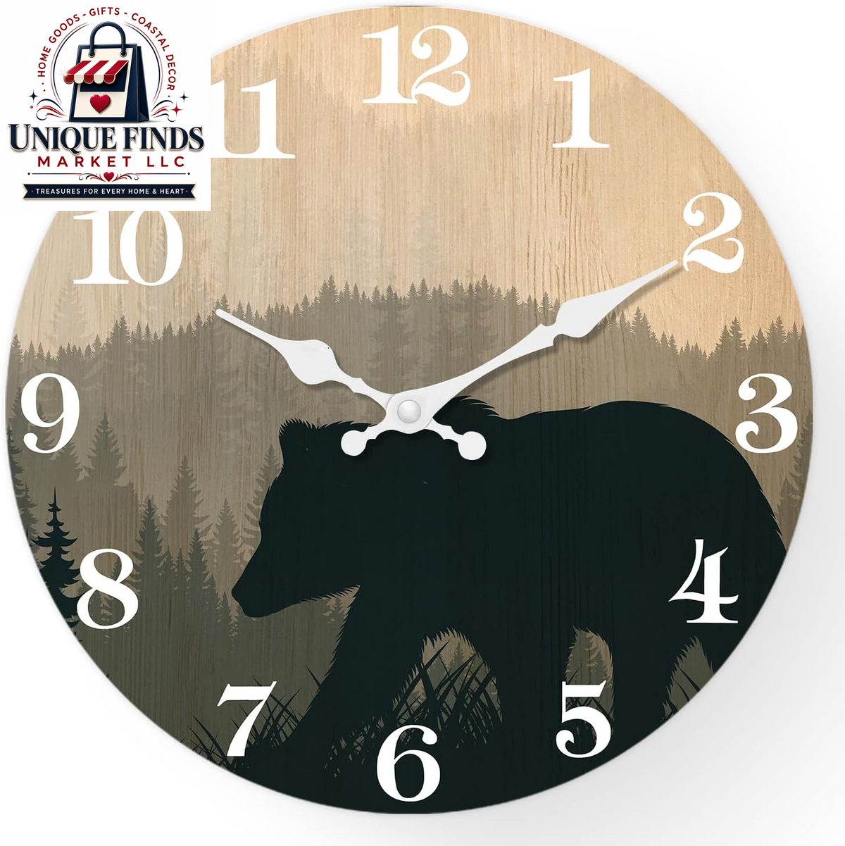 XFM 12-Inch Battery-Operated Rustic Farmhouse Wall Clock with Silent Mechanism