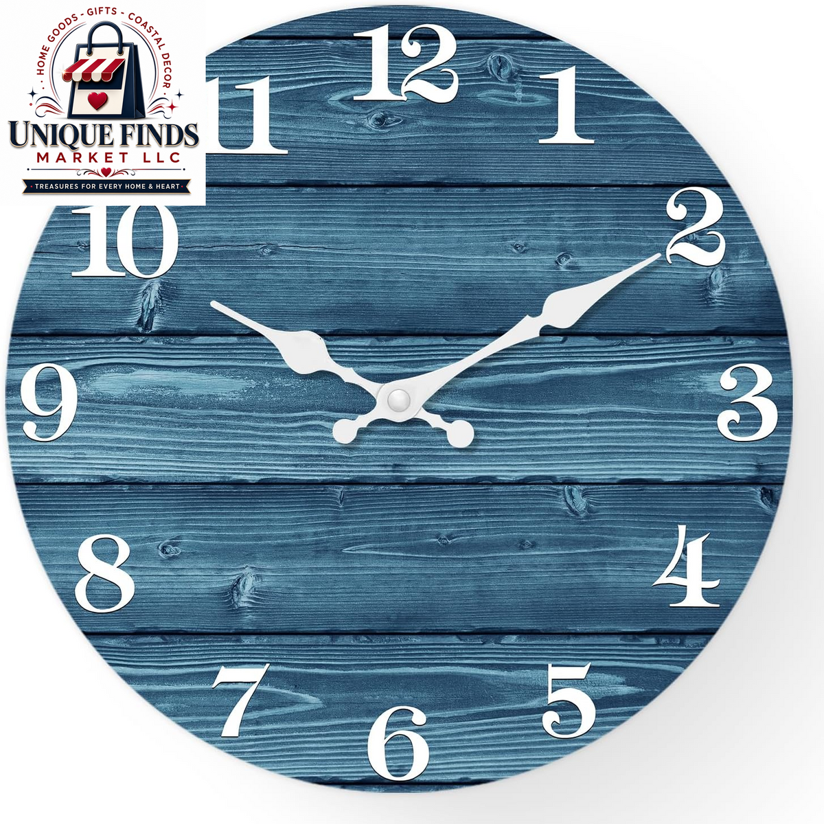 XFM 12-Inch Battery-Operated Rustic Farmhouse Wall Clock with Silent Mechanism