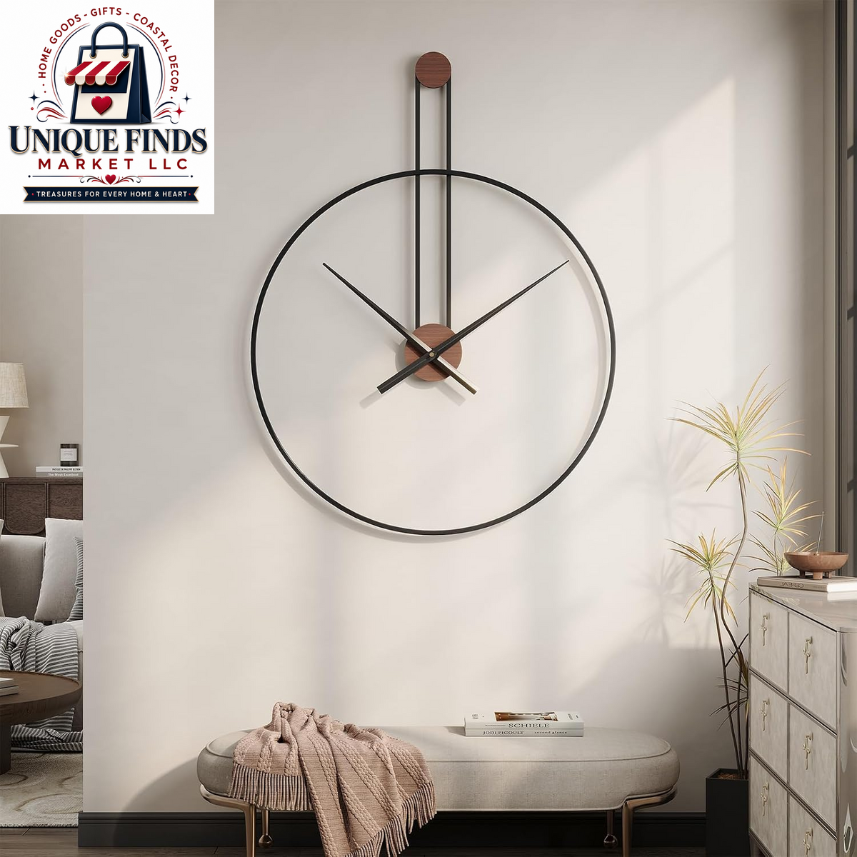 Cuspin 24-Inch Gold Metal Wall Clock for Elegant Living Room Decor