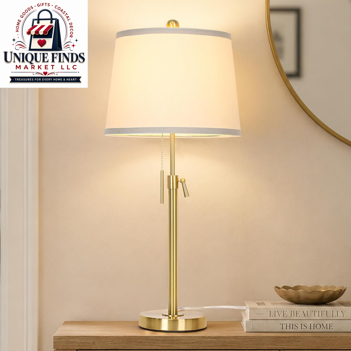Set of 2 Adjustable Height Black Bedside Table Lamps: Modern 3-Way Dimmable Nightstand Lighting with Pull Chain Switch for Living Room and Office (Bulbs Included)