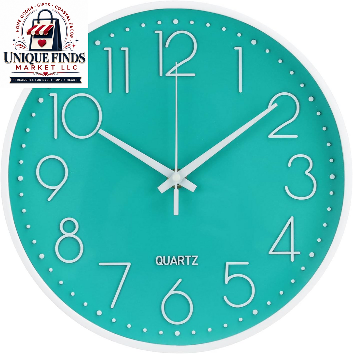 12-Inch Non-Ticking Silent Quartz Wall Clock with Red Stereoscopic Dial - Modern Round Design for Home, Office, School, Living Room, Bedroom, and Kitchen Decor