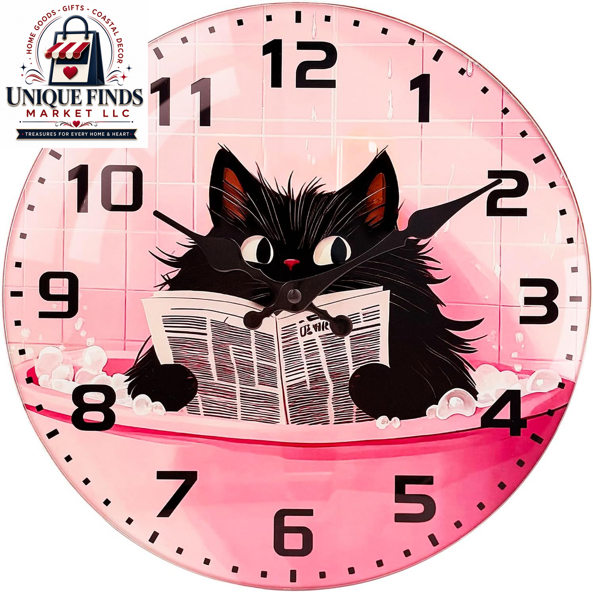 Elegant 8-Inch Cat-Themed Glass Wall Clock - Battery Operated, Silent Non-Ticking Analog Design for Home and Office Decor