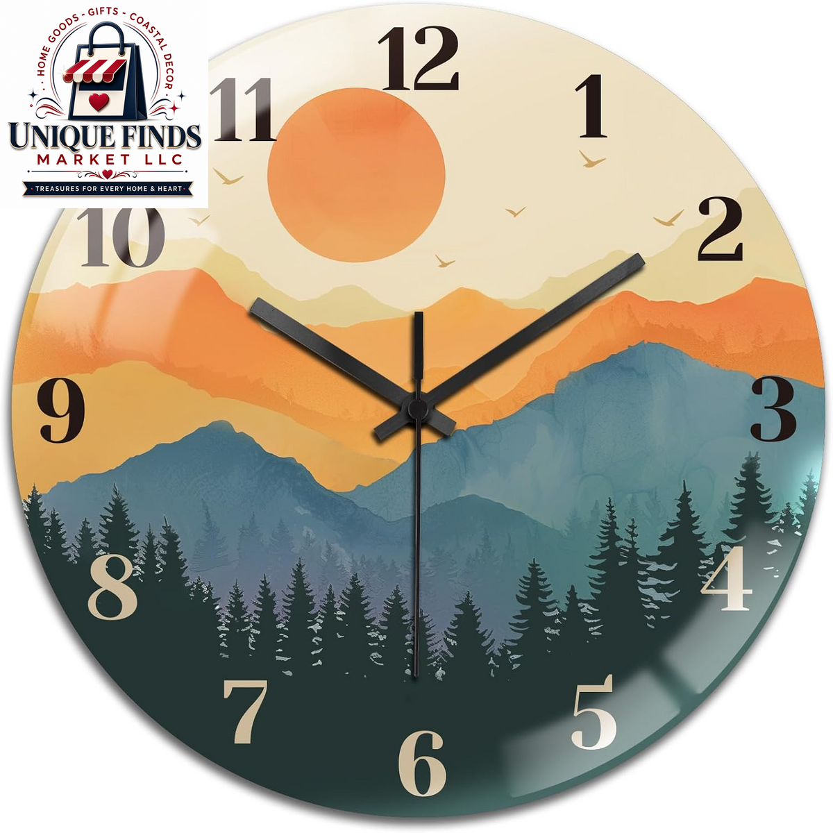 Peacoblue 12" Round Battery-Operated Marble Pattern Wall Clock