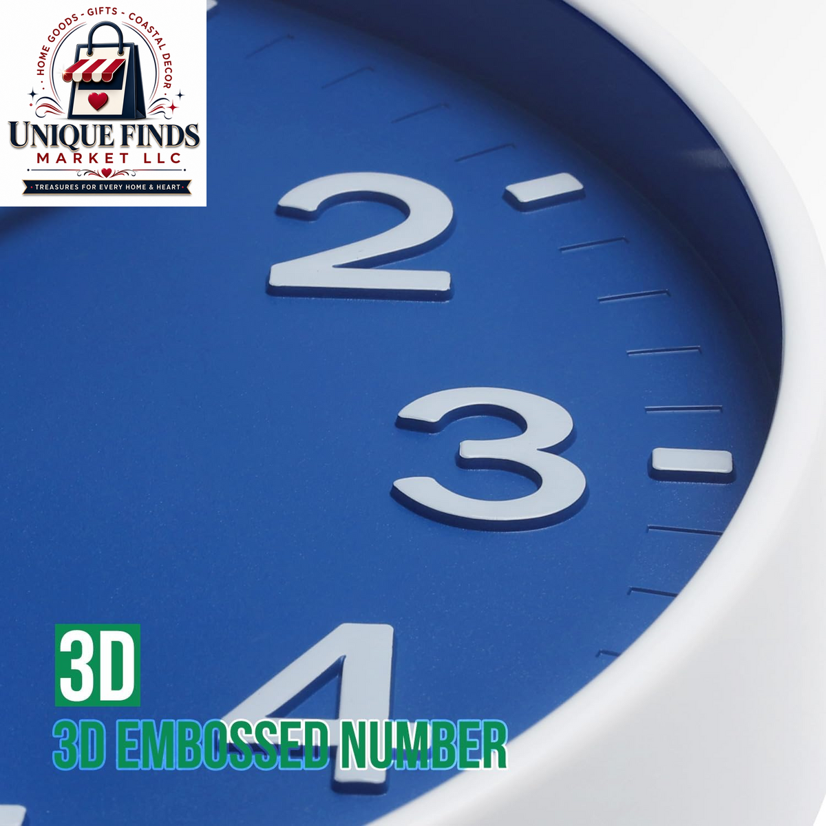 12-Inch Blue Modern Quartz Wall Clock - Silent Non-Ticking Battery Operated Decorative Timepiece for Living Room, Bedroom, Kitchen, and Office - Ideal Gift Option